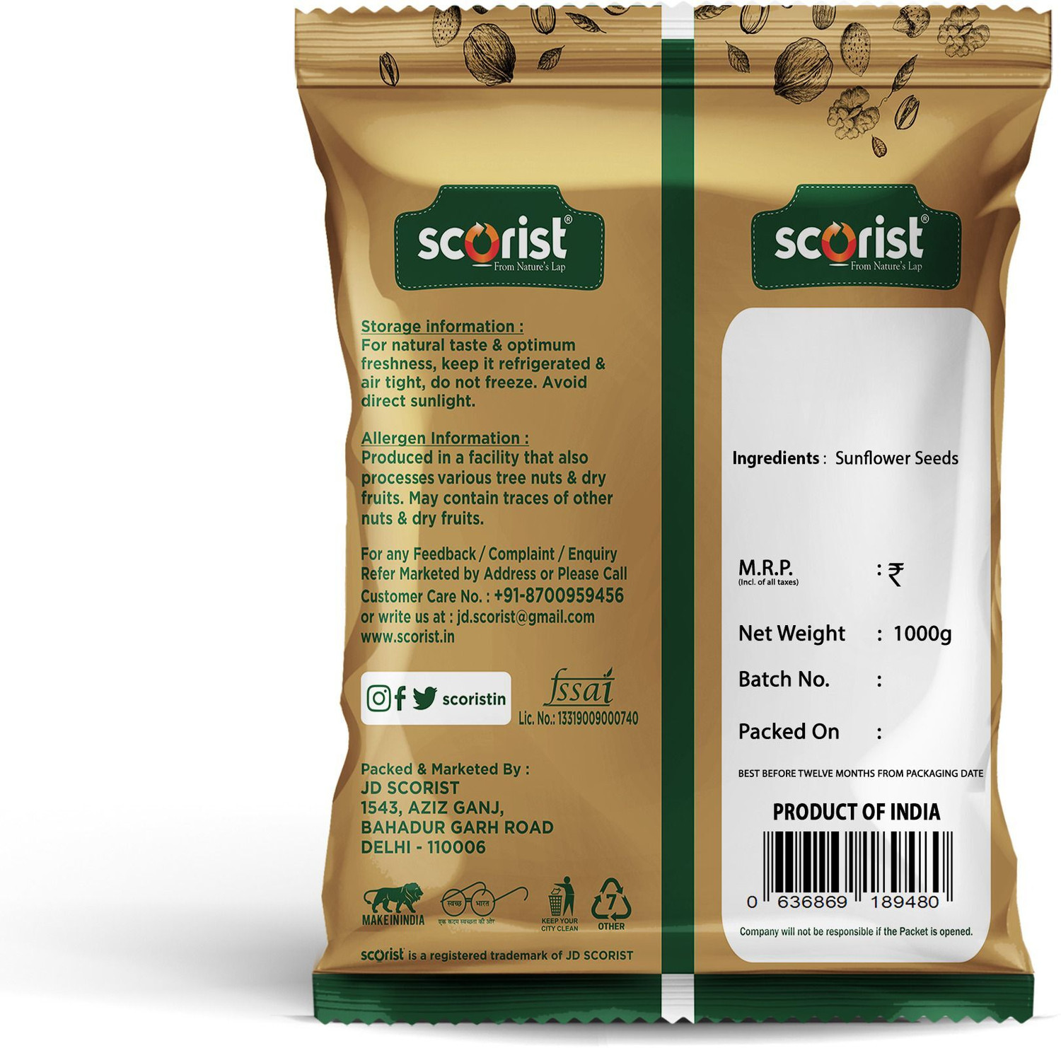 Image of Scorist Popular Sunflower Seeds 1000g Sunflower Seeds