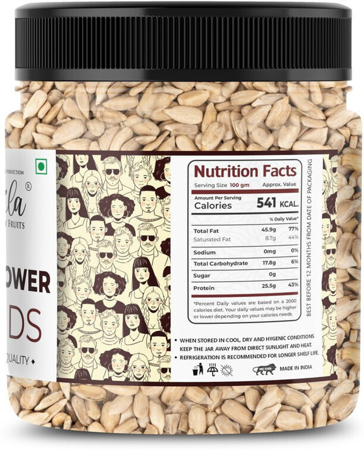 Image of lila dry fruits Premium Raw Sunflower Seeds 250gms Jar Pack | Surajmukhi Beej Sunflower Seeds