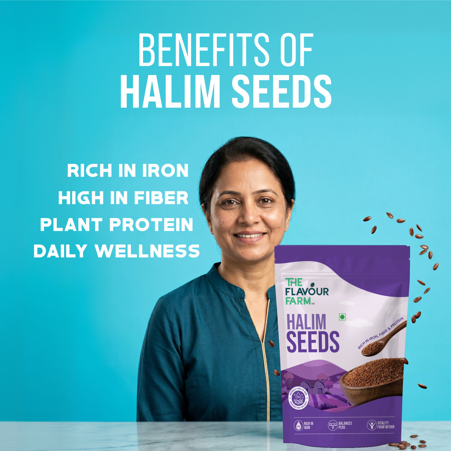 Image of The Flavour Farm Premium Halim Seeds - Iron Rich Garden Cress Superfood Garden Cress Seeds, Halim Seeds