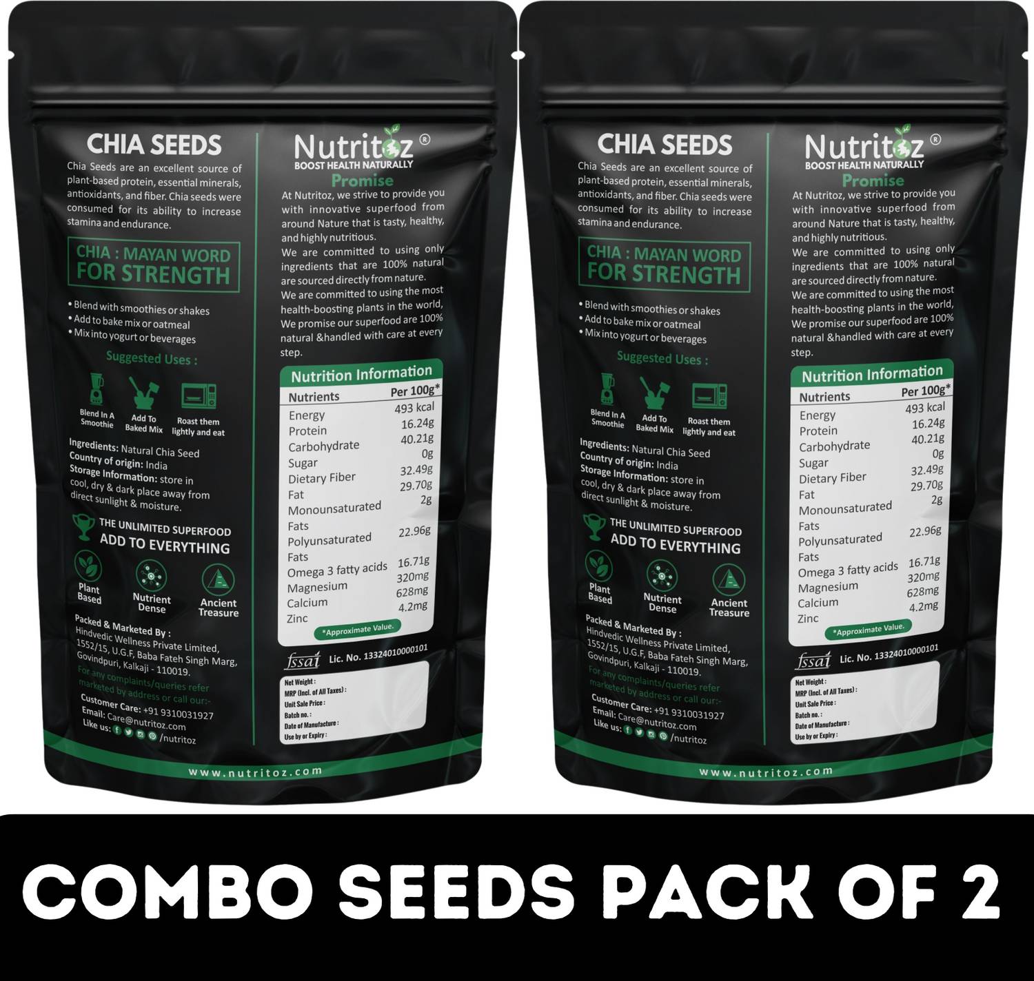 Nutritoz Chia Seeds 200Gm Black Pack of 2 - Image 2