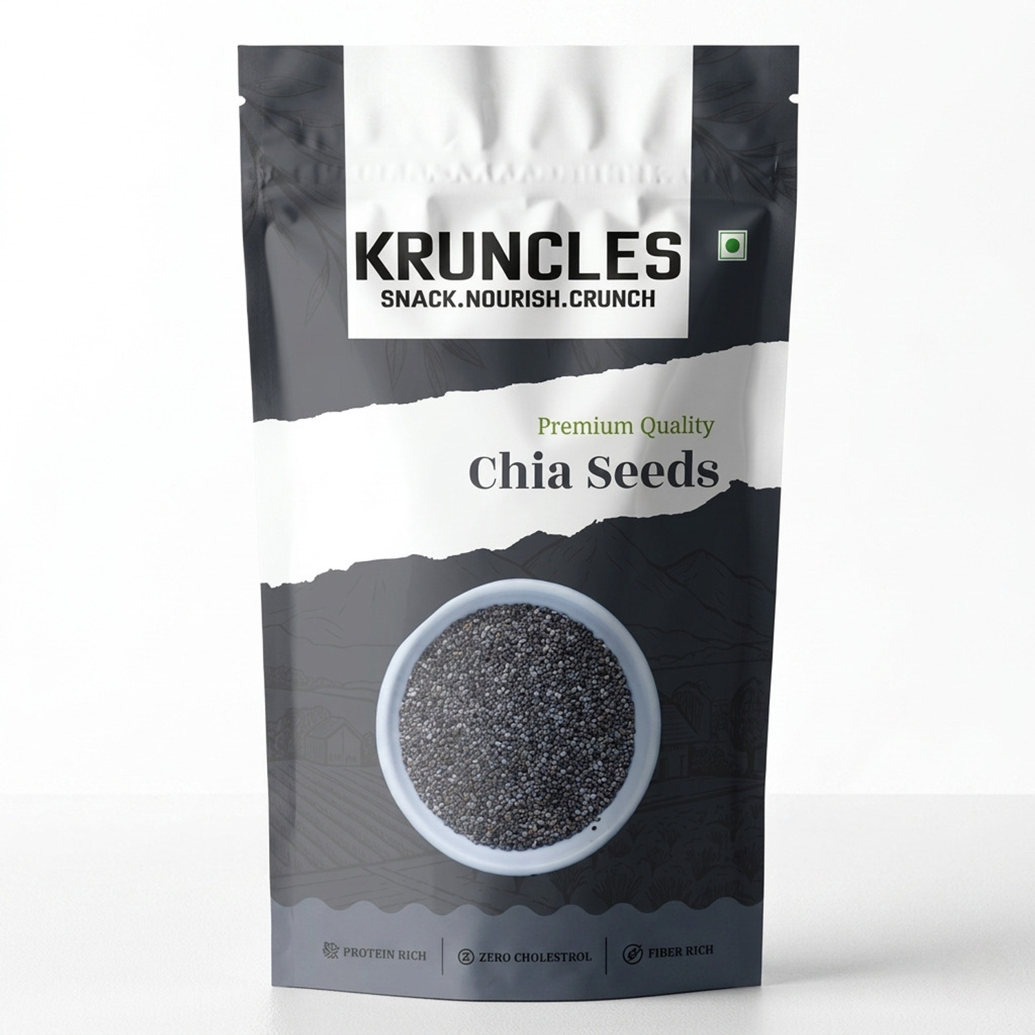 Image of Kruncles Chia Seeds for Weight Loss | Omega-3, Fiber, Calcium & Protein Superfood | Clean Chia Seeds