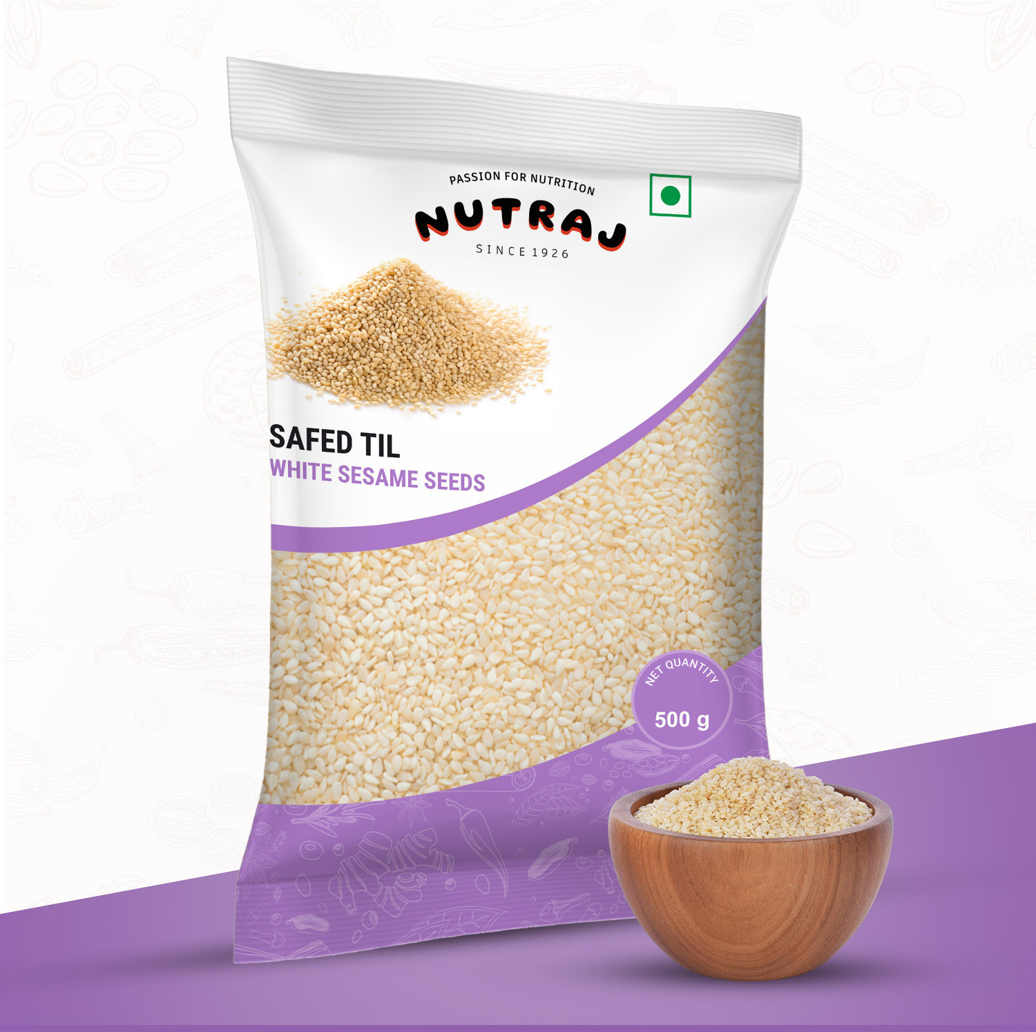 Image of Nutraj White Sesame Seeds 1 Kg (500g x 2), Raw Safed Till, White Til Seeds for Eating Sesame Seeds