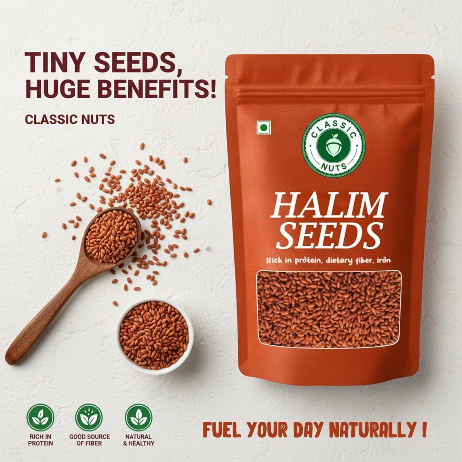 Image of Classic Nuts Premium Halim Seeds (Garden Cress) | Natural Iron Rich Super Seeds | Fresh Taste Garden Cress Seeds