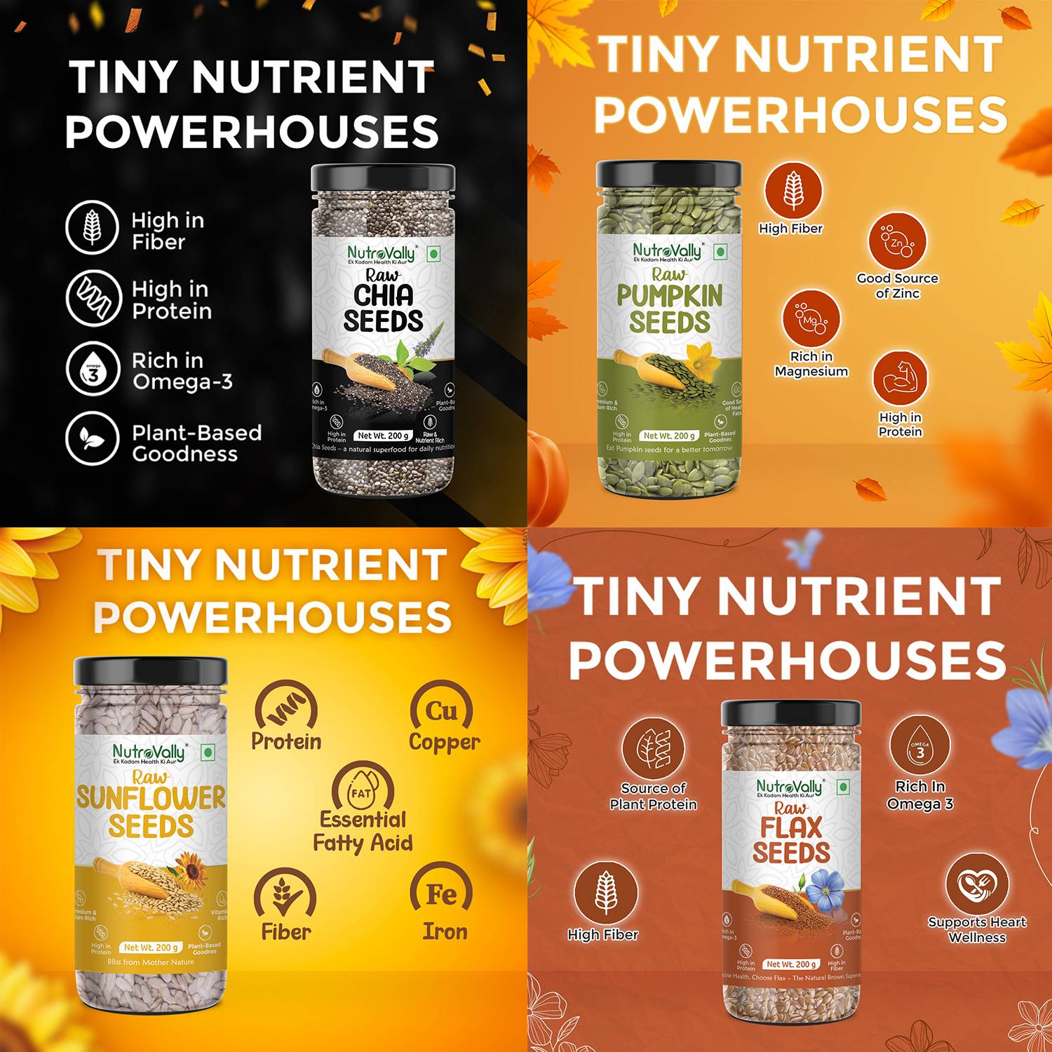 NutroVally Chia, Flax, Pumpkin & Sunflower Seeds - Image 4