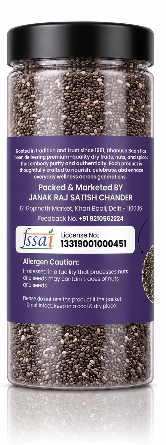 Image of Dhanush Baan 100% Natural Premium Pumpkin Seeds, Sunflower Seeds, Chia Seeds, Brown Flax Seeds