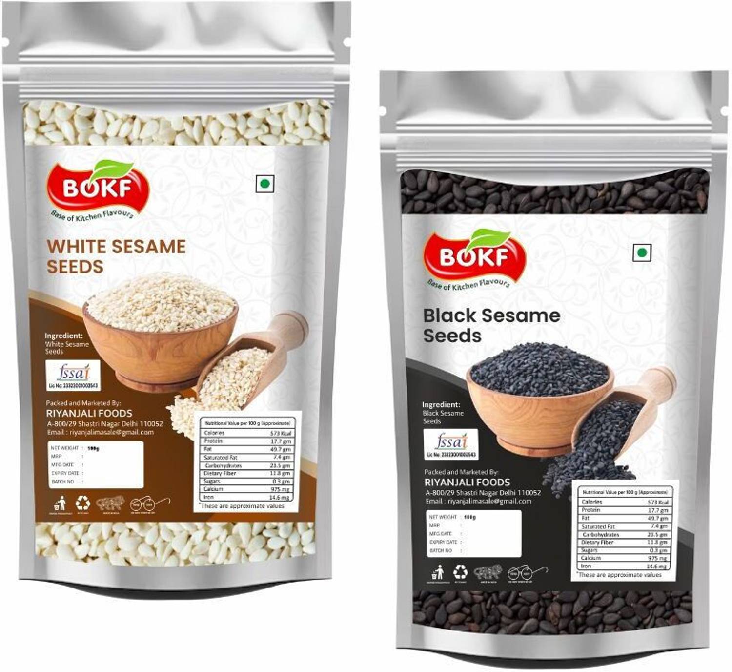 BOKF BOKF Combo – Black & White Sesame Seeds (100g Each) | High in Calcium & Iron Black Sesame Seeds