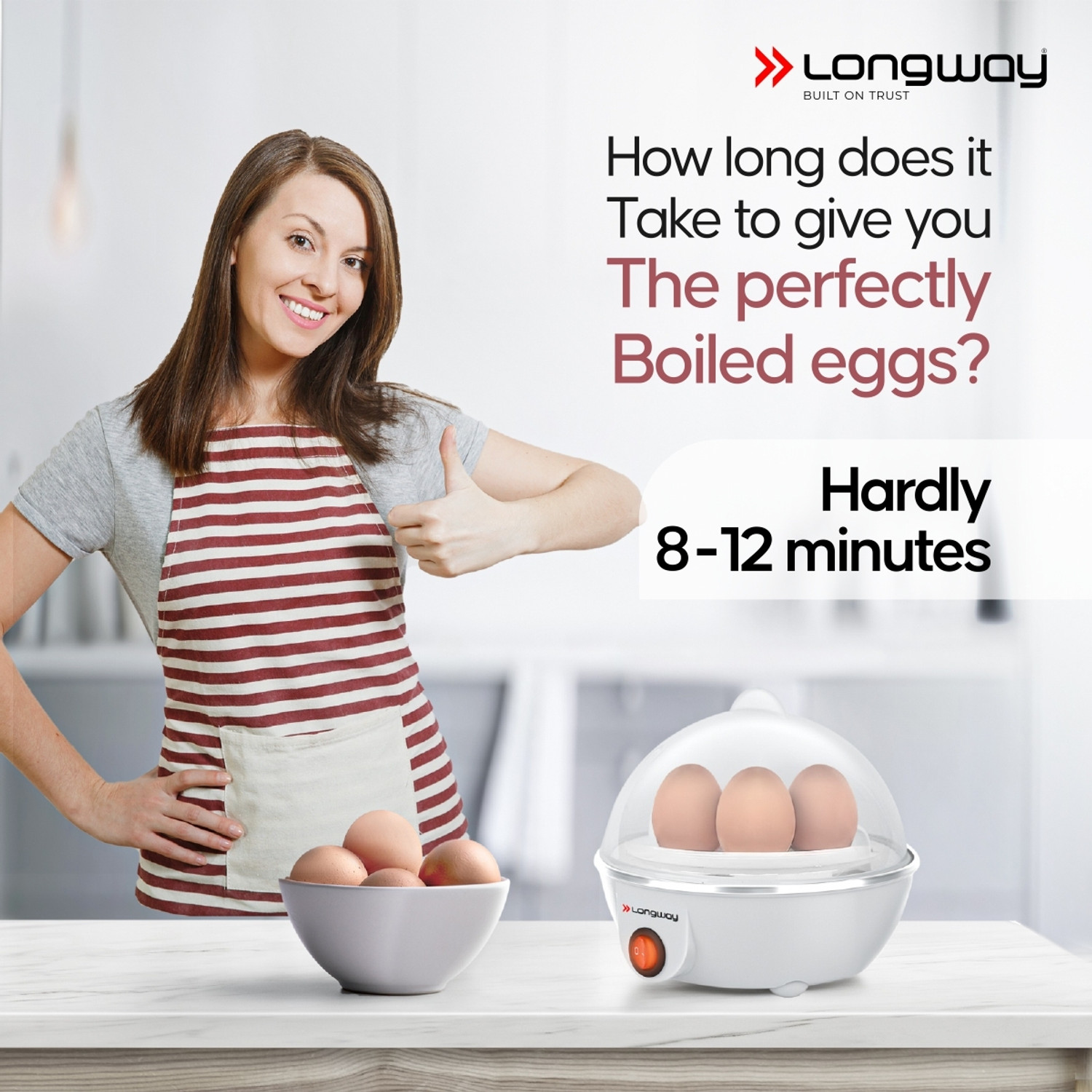 Image of Longway Eggo 350 Watt Egg Boiler /Cooker for Steaming, Cooking & Boiling Egg Cooker