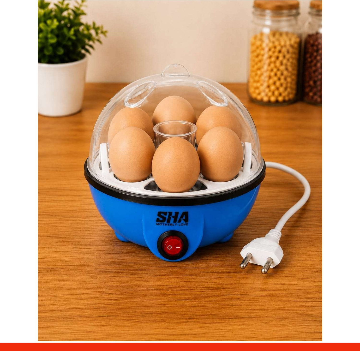 Image of SHA Motherly Love Fast Egg Steamer | 7-Eggs Boiler-46 Egg Cooker (Blue, 7 Eggs)