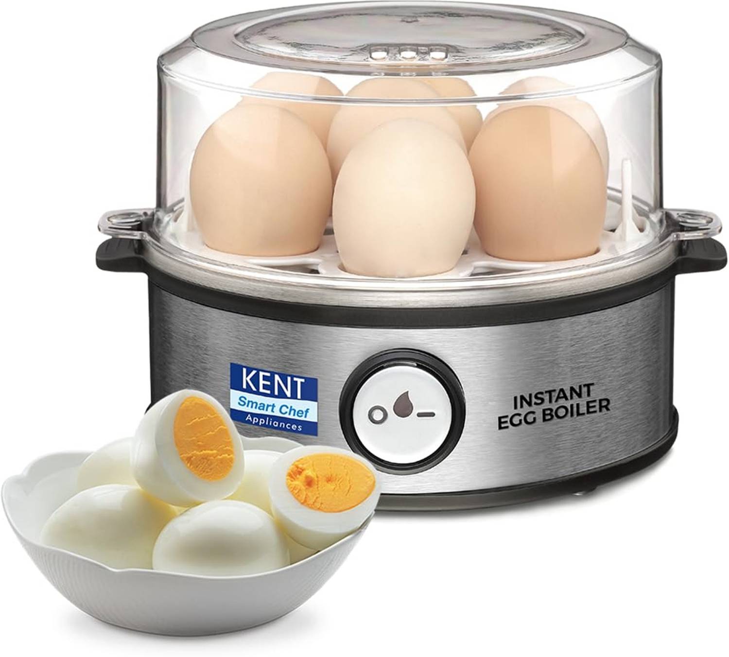 KENT Instant Egg Boiler 116020 Egg Cooker (Silver, 7 Eggs)
