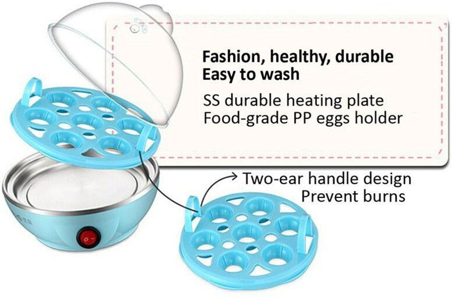 Image of BUY SURETY Good Quality Stainless Steel 7 Egg Cooker, Egg Boiler, Egg Poacher Electric, Egg Steamer, Egg Boiler Electric for Steaming, Cooking, Boiling and Frying Egg Boiler for easy boil and steam in home Egg Steamer 002 Egg Cooker