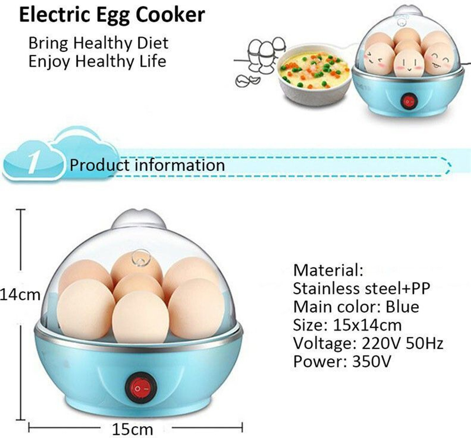 Image of BUY SURETY Good Quality Stainless Steel 7 Egg Cooker, Egg Boiler, Egg Poacher Electric, Egg Steamer, Egg Boiler Electric for Steaming, Cooking, Boiling and Frying Egg Boiler for easy boil and steam in home Egg Steamer 002 Egg Cooker