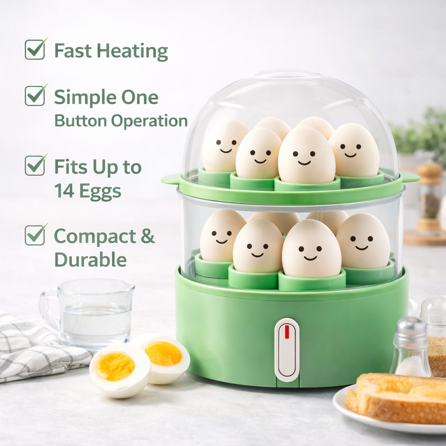 Image of Onshoppy 2 layer Egg Boiler Multi-Function 150W Electric Steamer Boiler /Cooker with Egg Tray Egg Cooker