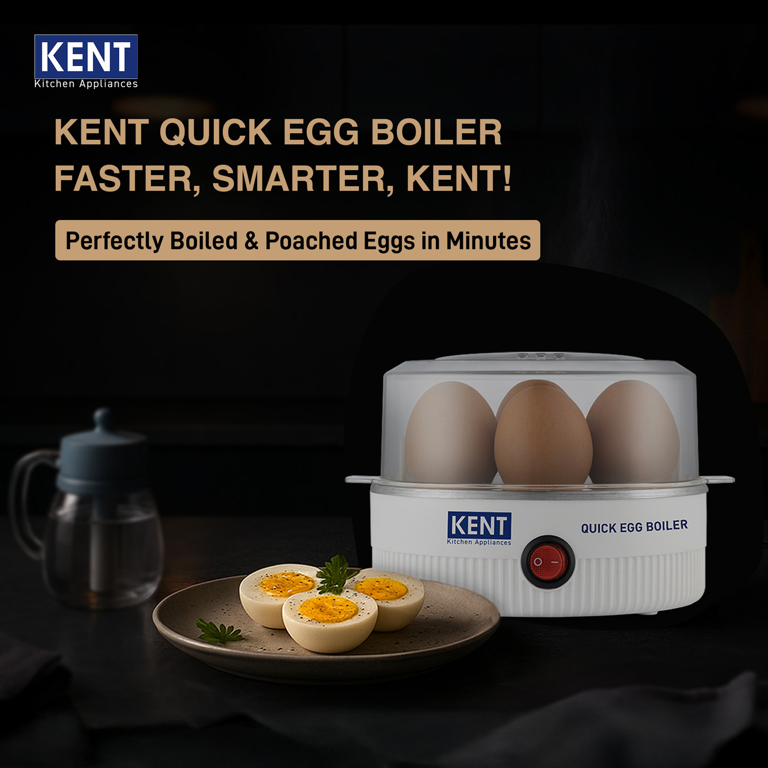 Image of KENT Quick Egg Boiler | 370 W | Stainless Steel Heating Plate | Automatic Power Off 116183 Egg Cooker