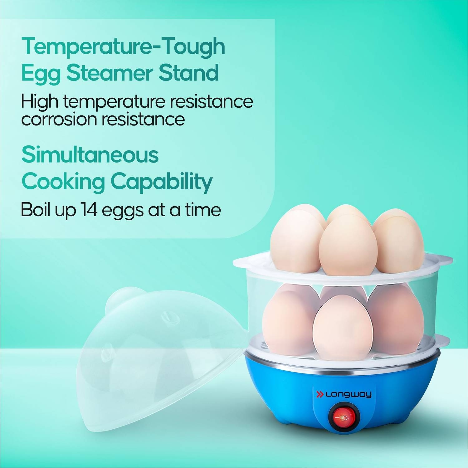 Longway Eggo 14E 350W Egg Cooker Blue - Image 3