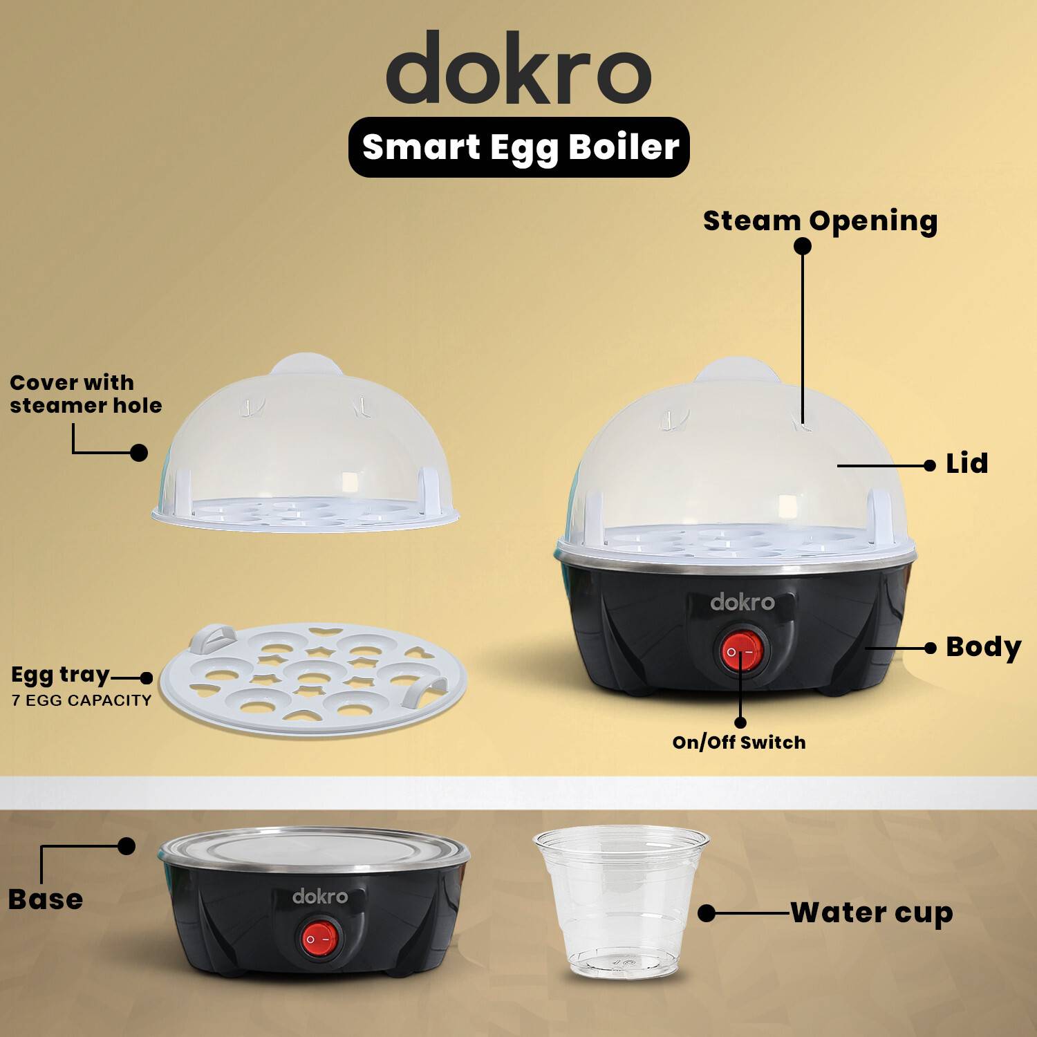 डोकरो Electric Egg Boiler PEB1 - Image 4