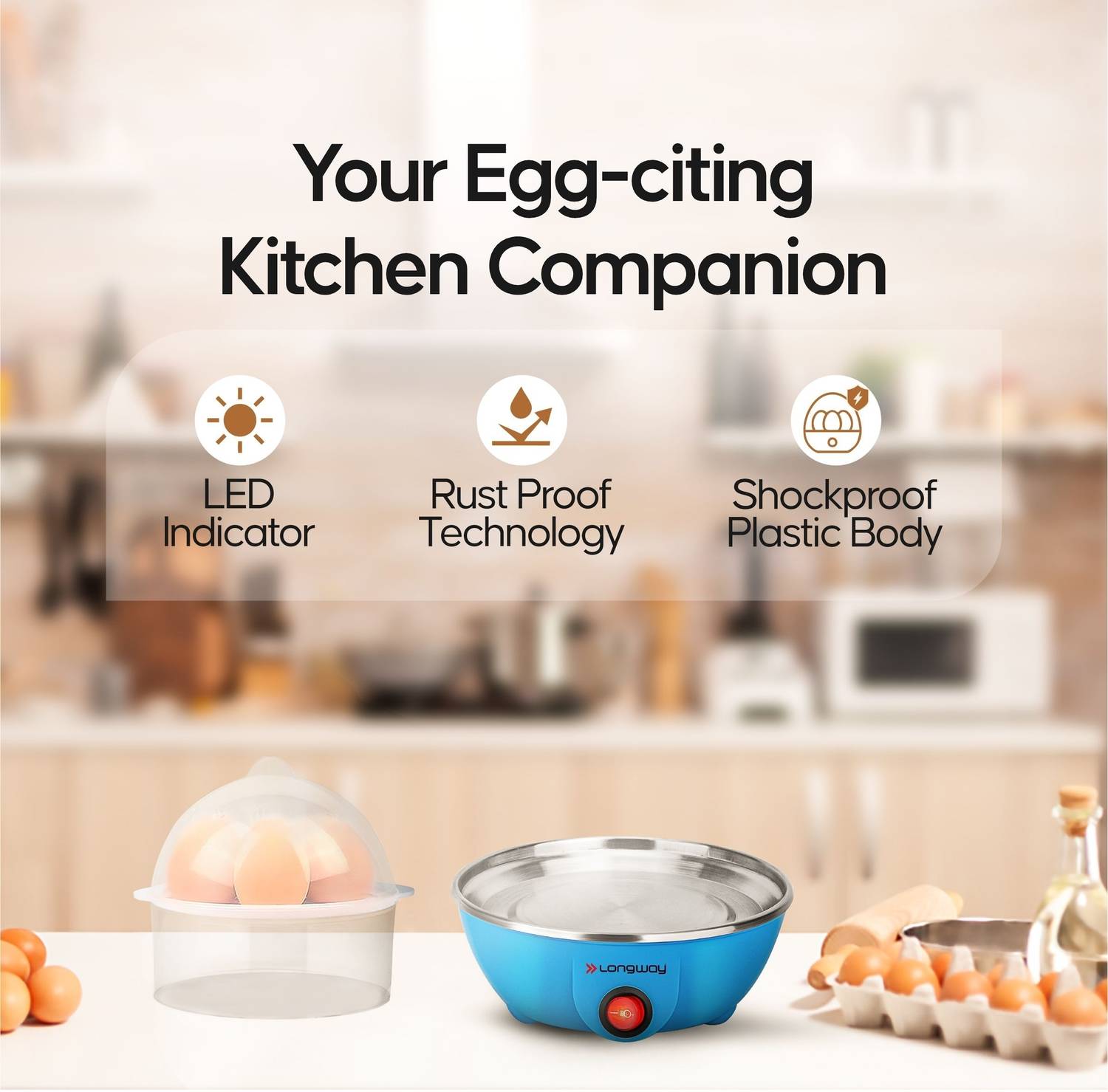 Longway Eggo 14E 350W Egg Cooker Blue - Image 5