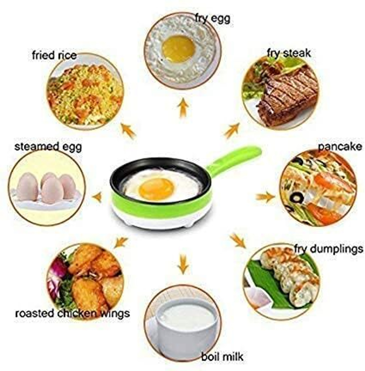 Image of ANGELLADY CREATION egg cooker Multifunction 2 in 1 Electric Egg Boiler Steamer Non-Stick Omelette Frying Pan Egg Cooker