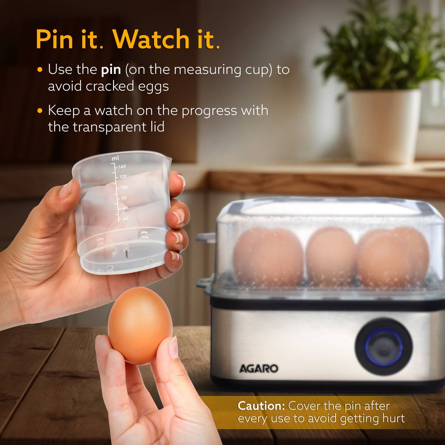 AGARO 3 Boiling Modes 500W Egg Boiler & Poacher, 8 Eggs - Image 5