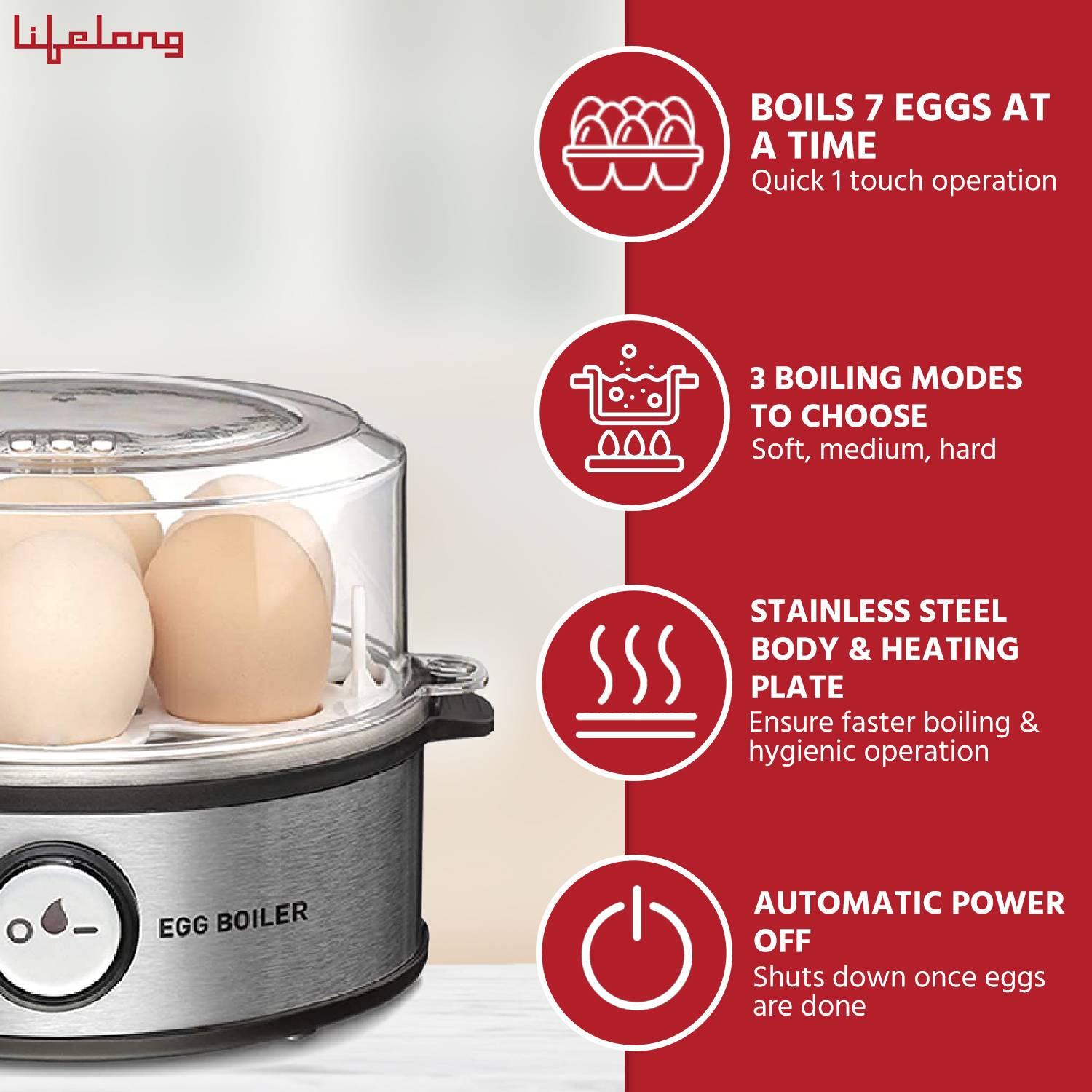 Lifelong LLEB05 Egg Boiler Egg Cooker - Image 4