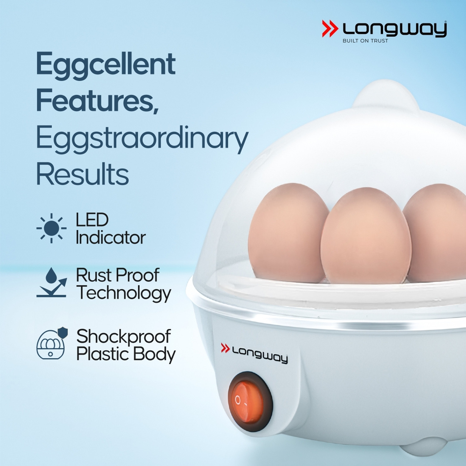 Image of Longway Eggo 350 Watt Egg Boiler /Cooker for Steaming, Cooking & Boiling Egg Cooker