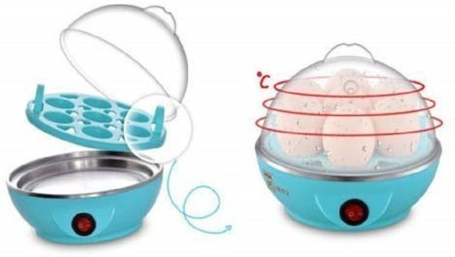 Image of Golden Bucket Electric Egg -Boiler /Poacher Electric Egg Maker with Steamer & Poacher Attachment, Egg Cooker (White, 7 Eggs) Egg Cooker