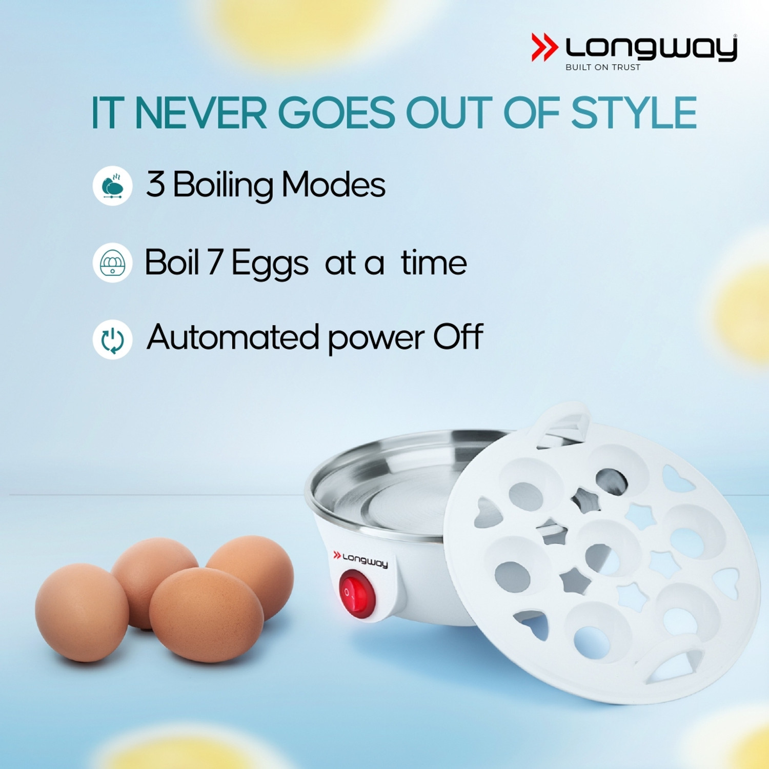 Image of Longway Eggo 350 Watt Egg Boiler /Cooker for Steaming, Cooking & Boiling Egg Cooker