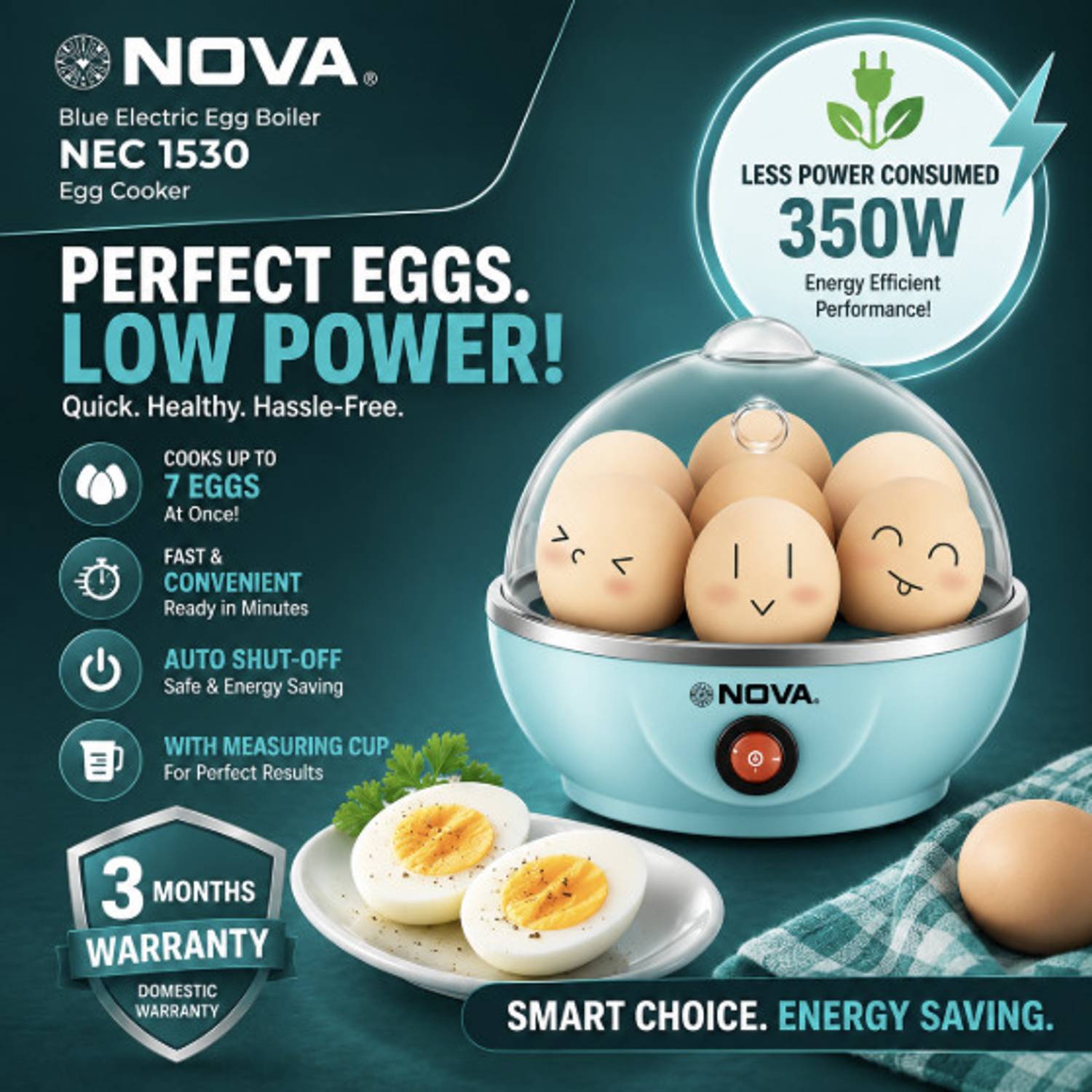 NOVA Blue Electric Egg Boiler NEC 1530 - Image 4