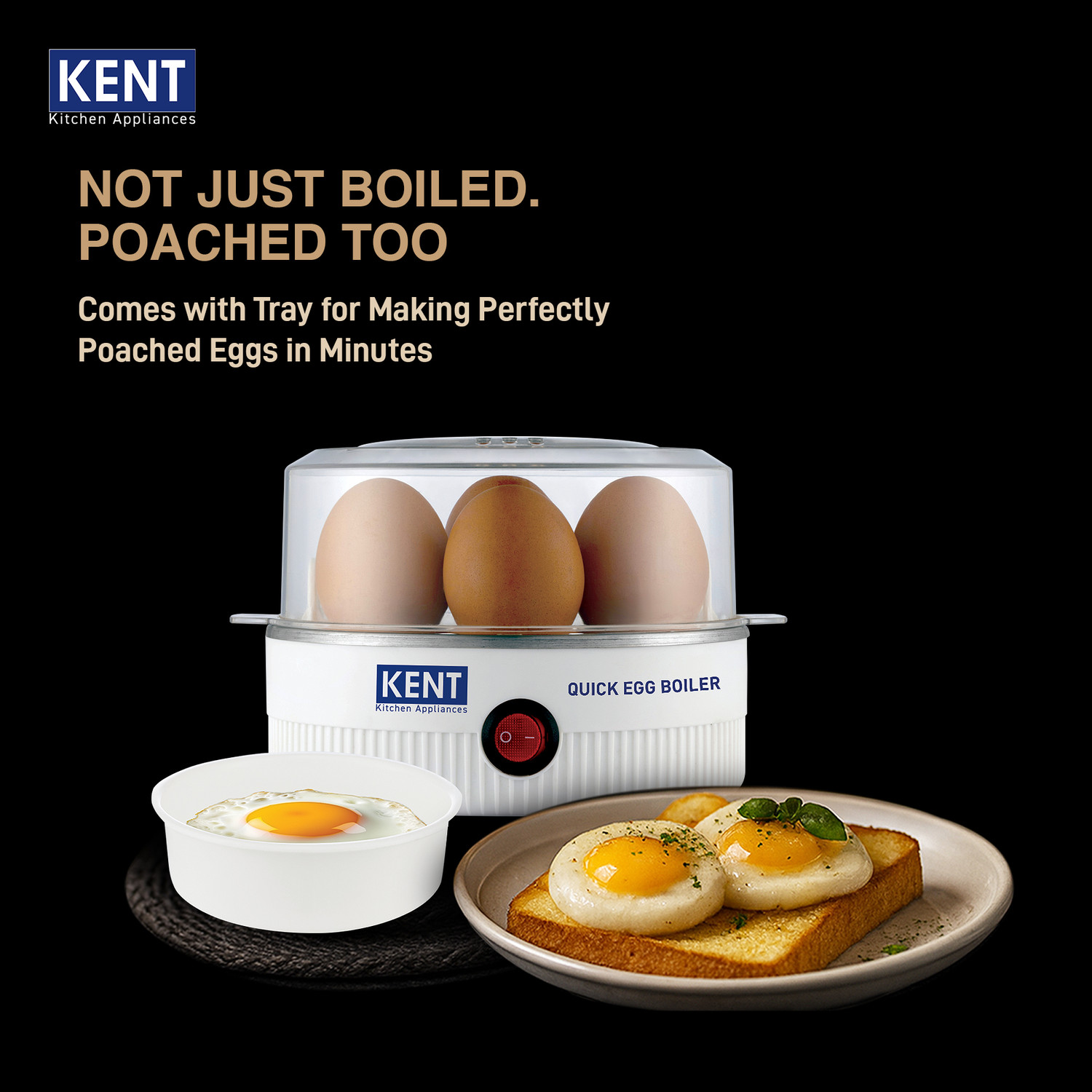 Image of KENT Quick Egg Boiler | 370 W | Stainless Steel Heating Plate | Automatic Power Off 116183 Egg Cooker