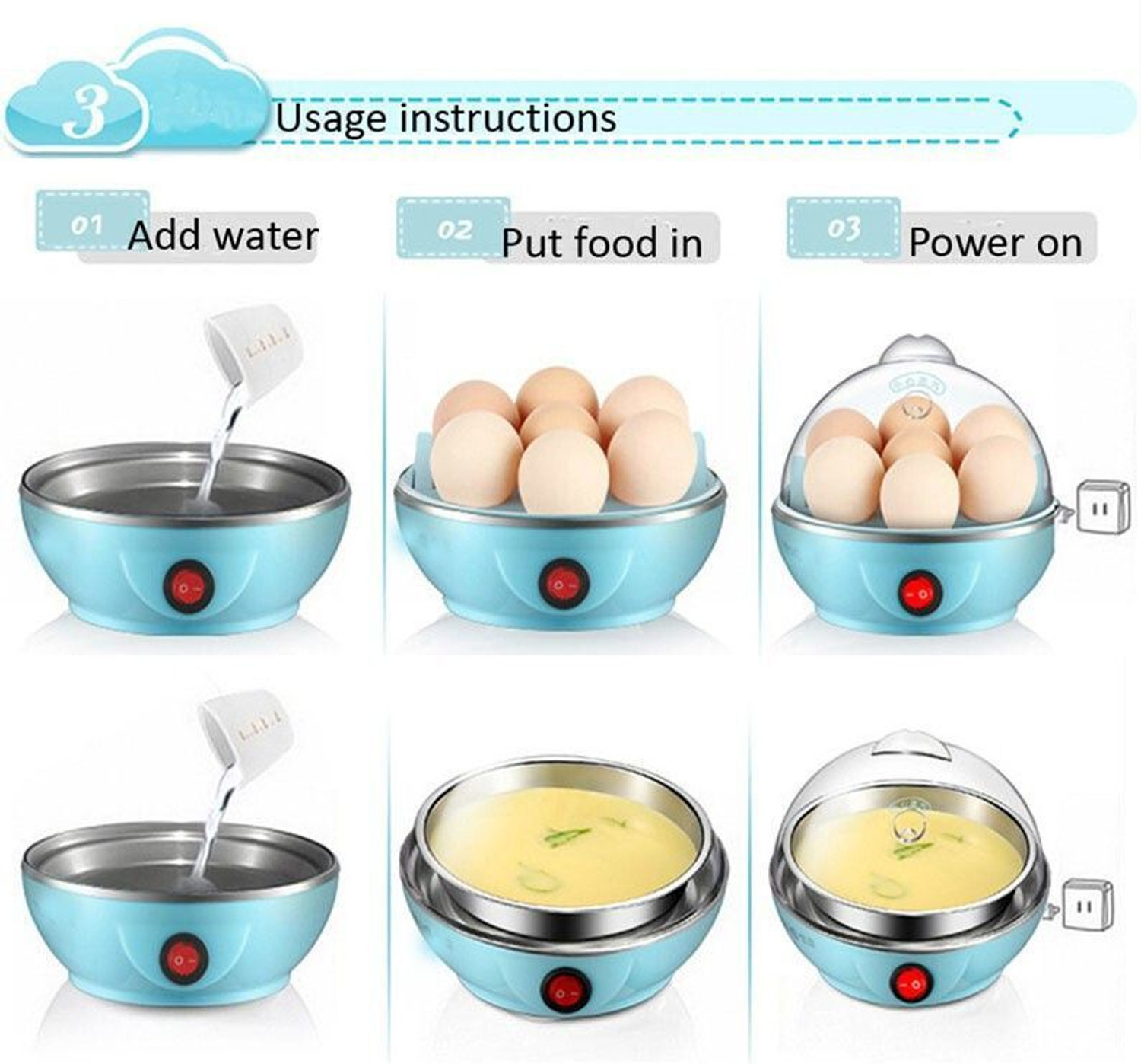 Image of BUY SURETY Good Quality Stainless Steel 7 Egg Cooker, Egg Boiler, Egg Poacher Electric, Egg Steamer, Egg Boiler Electric for Steaming, Cooking, Boiling and Frying Egg Boiler for easy boil and steam in home Egg Steamer 002 Egg Cooker