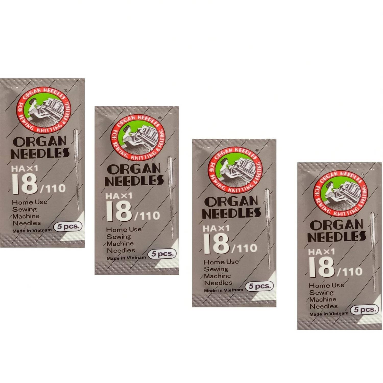 ORGAN Needles(4 Packs,20 Needles,Each Contain 5),Ha18 No.Works with All Sewing Machine Machine Sewing Needle