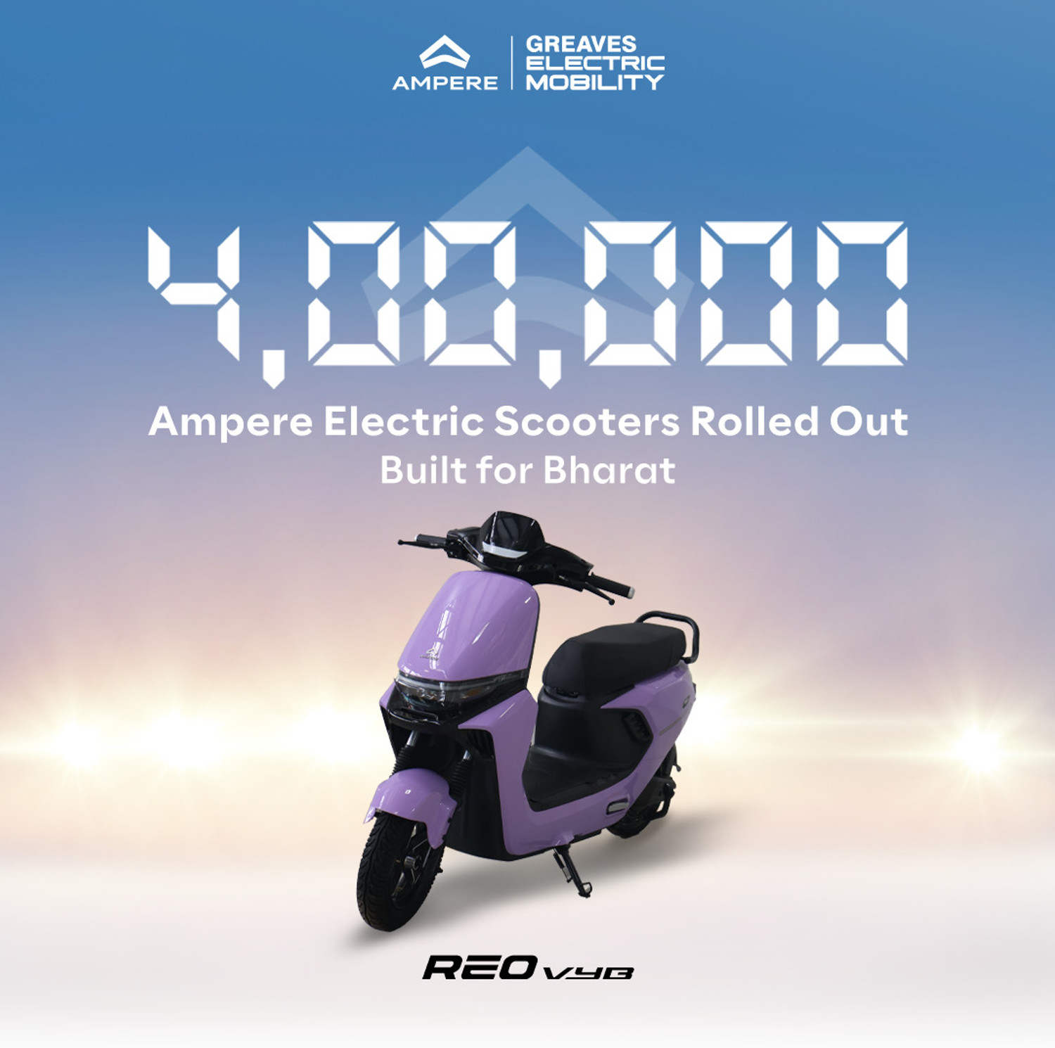 Image of Ampere Reo VYB Electric Scooter by Greaves Booking for Ex-Showroom Price (With Charger, Warm White)