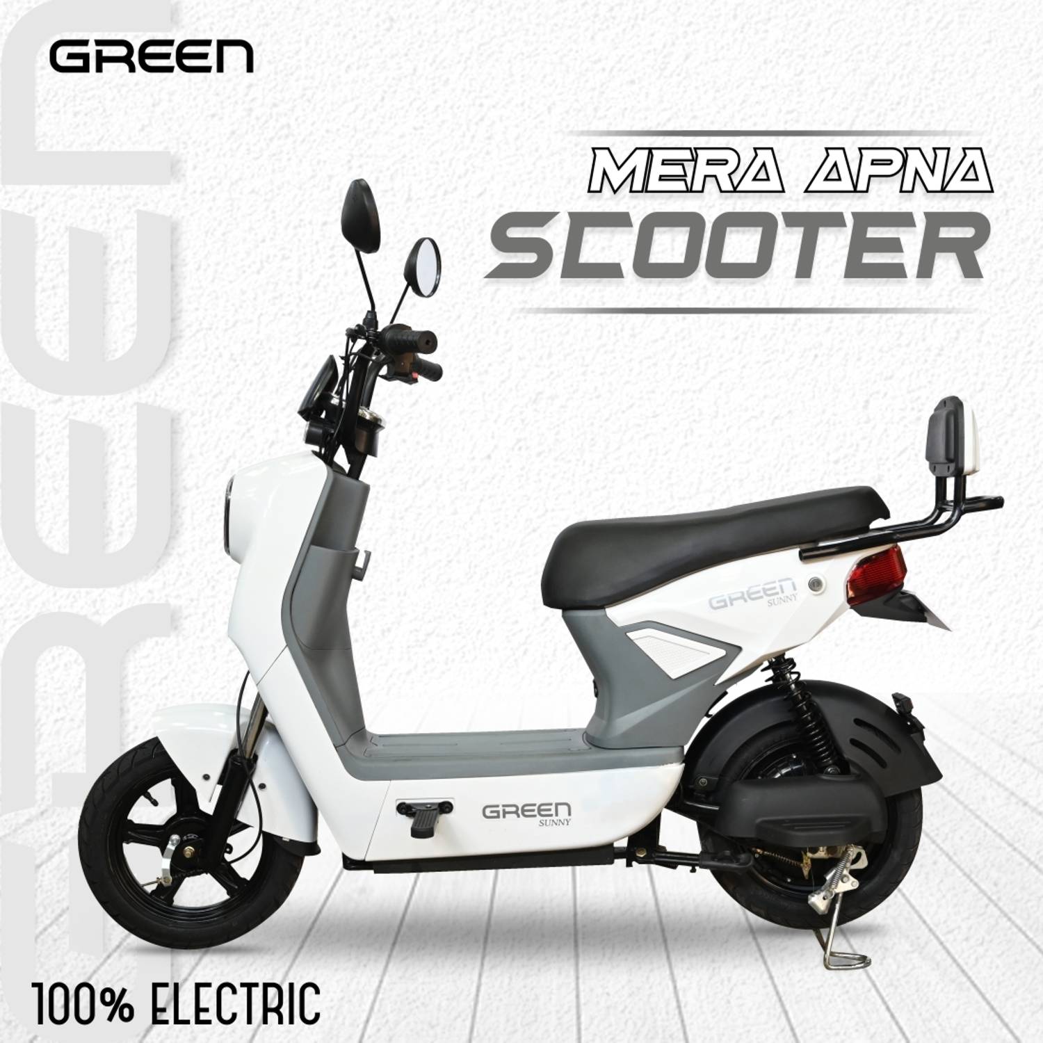 Green Sunny White 40KM Electric Scooter - Image 4