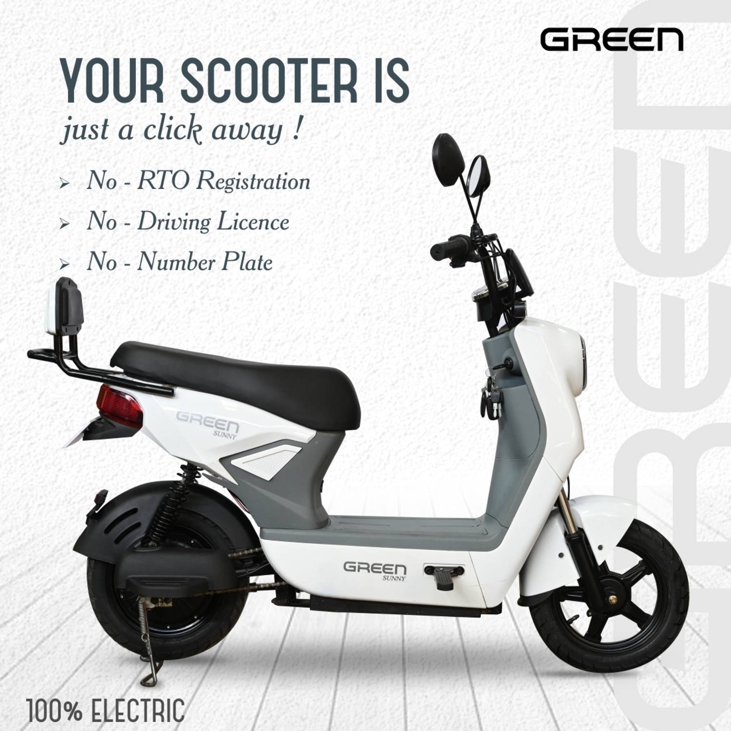 Green Sunny White 40KM Electric Scooter - Image 5