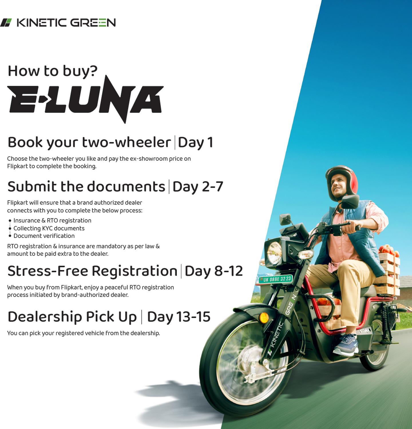 Image of Kinetic Green E Luna X3 Booking for Ex-Showroom Price (with Portable Charger, Ocean Blue)