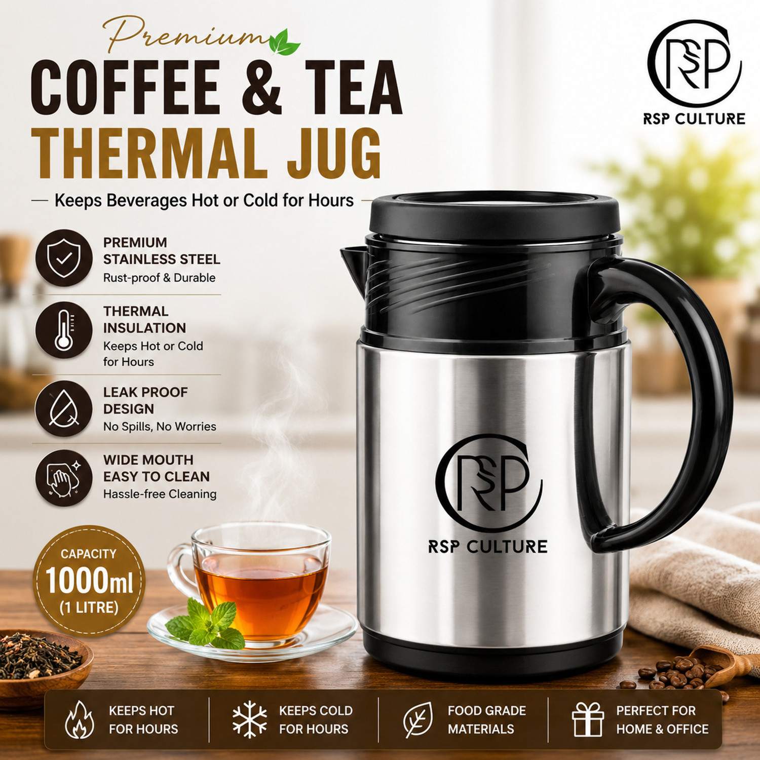 Image of rsp Kettle bottle Jug for Tea,Coffee, Milk Water Electric Bottle Opener