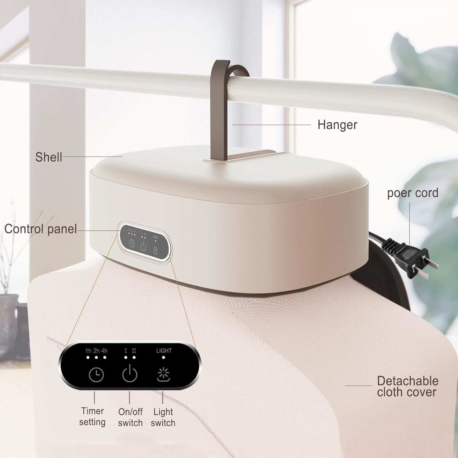 Image of Voltegic Automatic Mini Clothes Dryer Machine with Hanger-White Electric Cloth Dryer