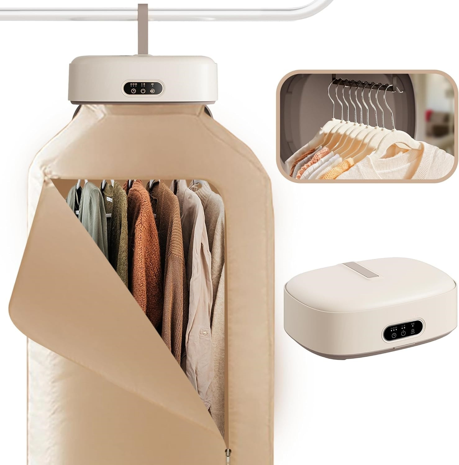 Image of Voltegic Automatic Mini Clothes Dryer Machine with Hanger-White Electric Cloth Dryer