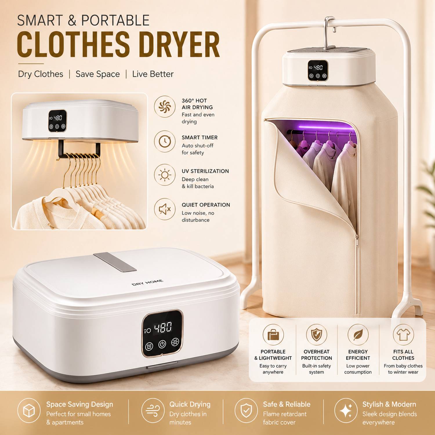 Sparkan Portable Electric Clothes Dryer - Image 2