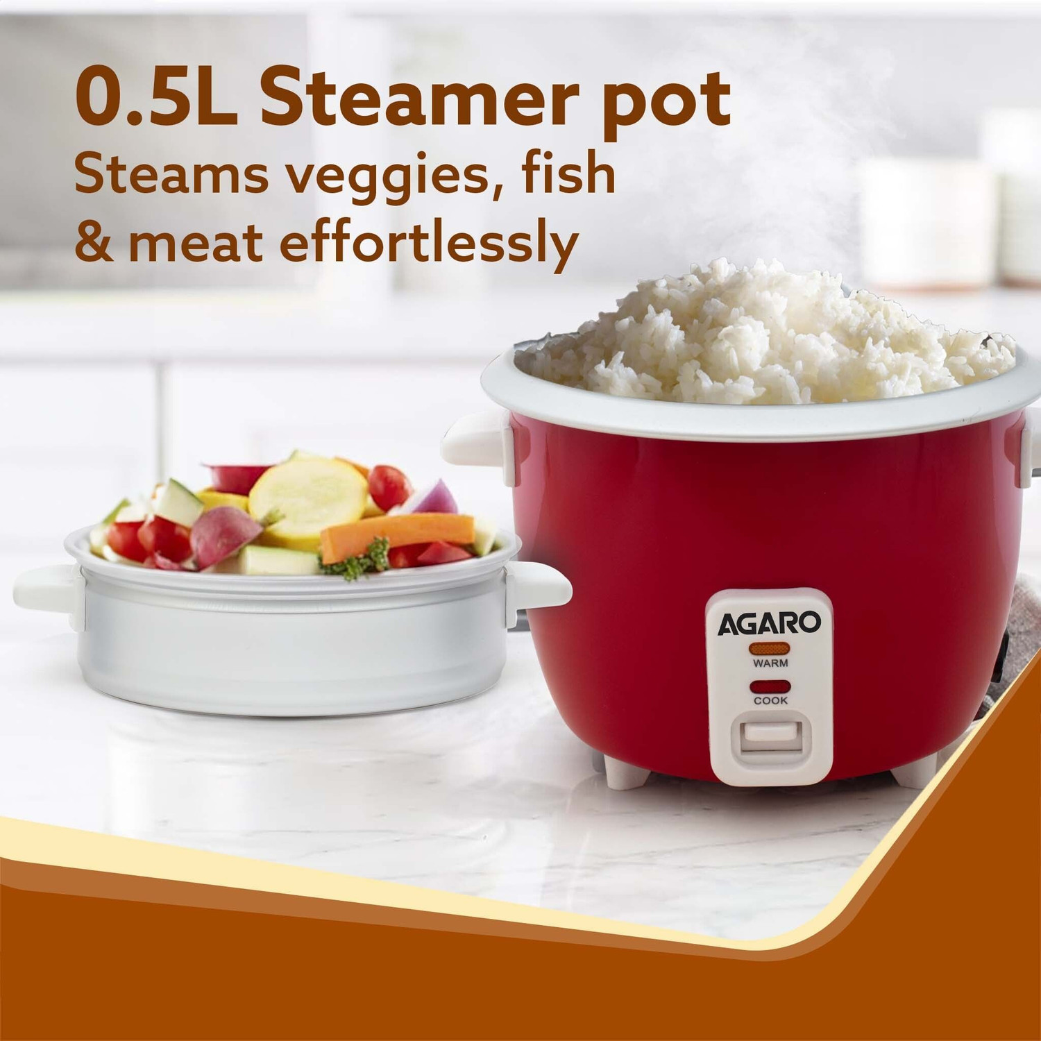 Image of AGARO Elegant Electric Rice Cooker, 1L, 400W, Automatic Boiler, Electric Rice Cooker