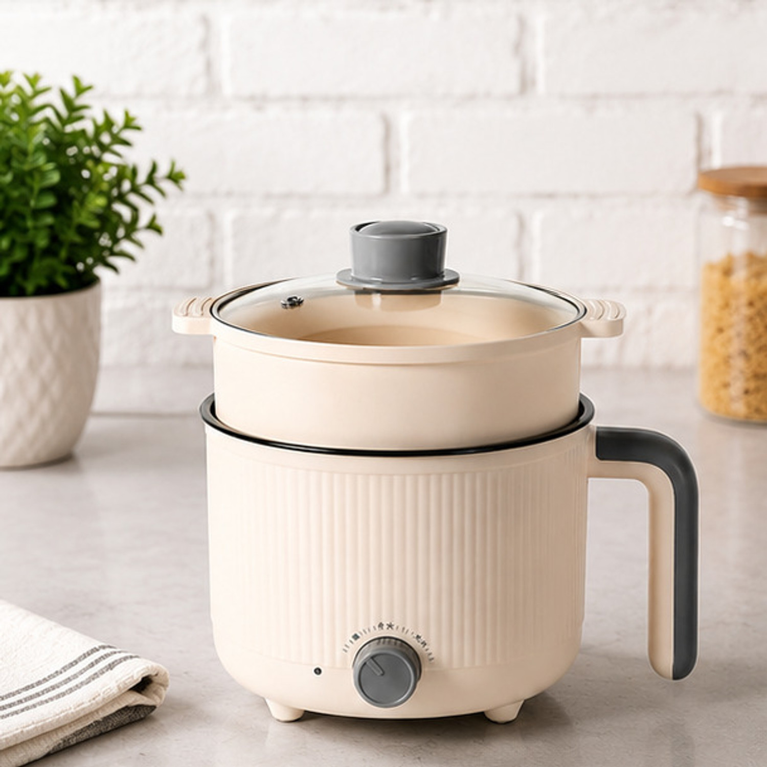 Image of Kavonex All-in-One Electric Cooking Pot with Steamer Food Steamer, Rice Cooker, Travel Cooker, Egg Boiler