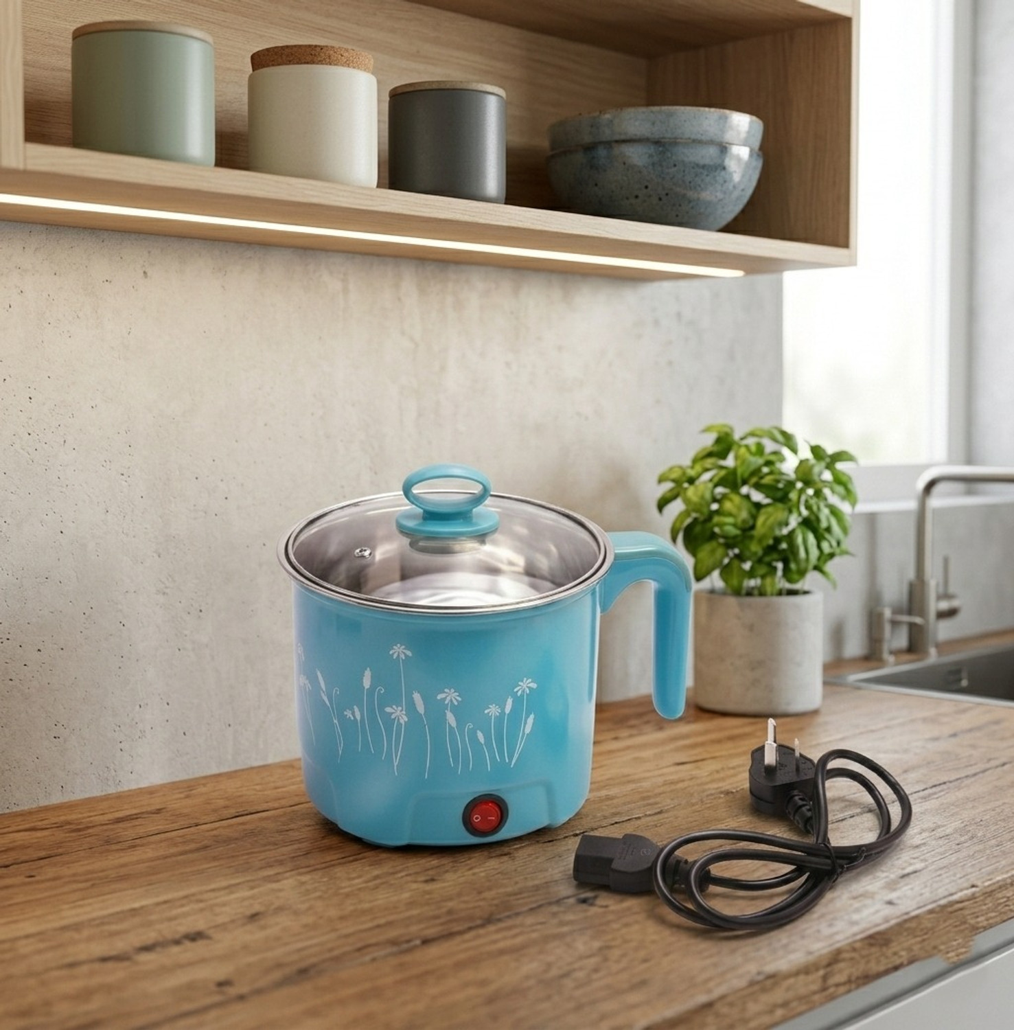 Image of BLANK LOOK Electric Multifunction Cooking Pot 1.5 Litre Multi-Purpose Cooker Egg Cooker, Egg Boiler, Egg Roll Maker, Rice Cooker, Egg Boiler