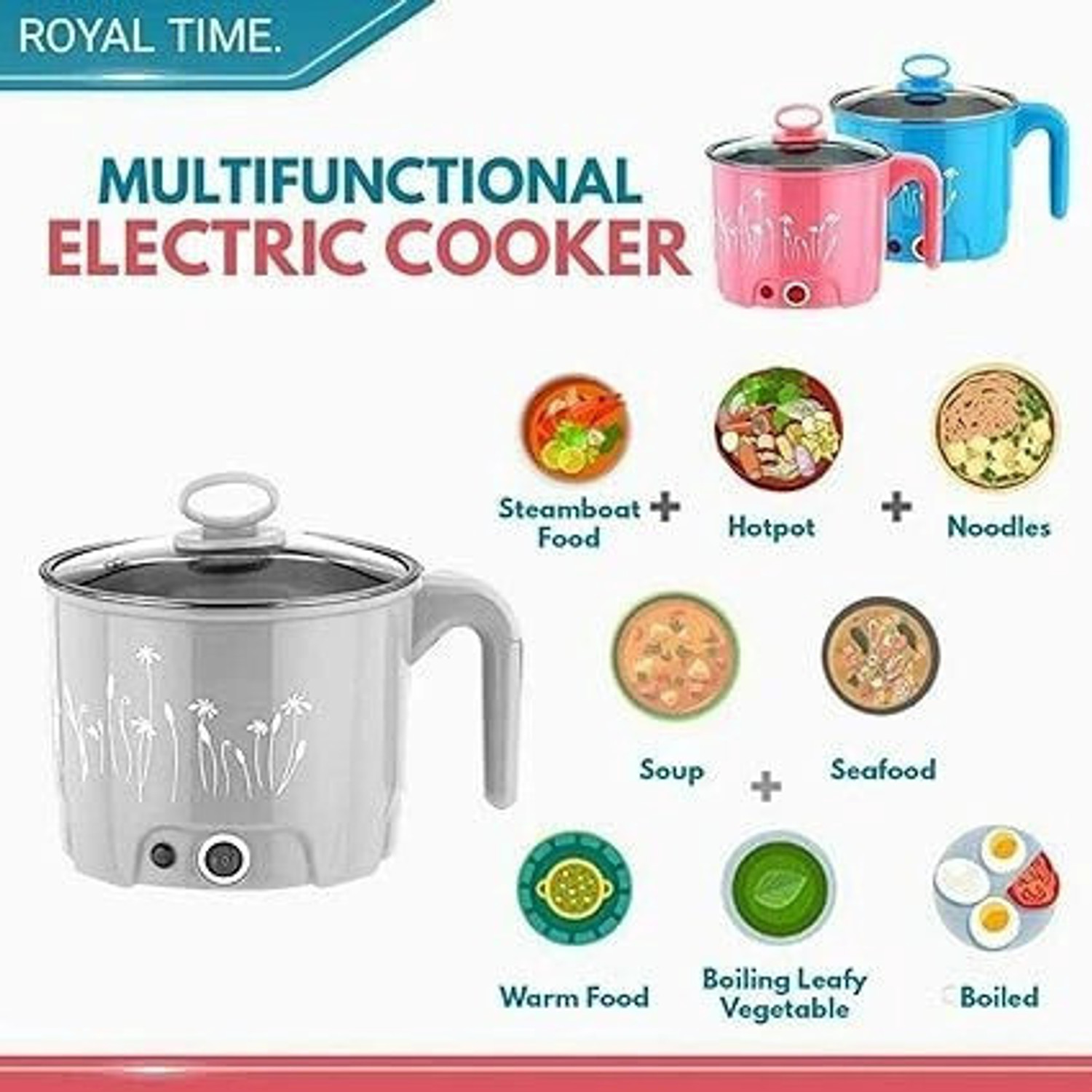 Image of LUDDITE Electric Hot Pot Mini, 1.5 Liter Electric Pressure Cooker, Food Steamer, Egg Cooker, Egg Boiler