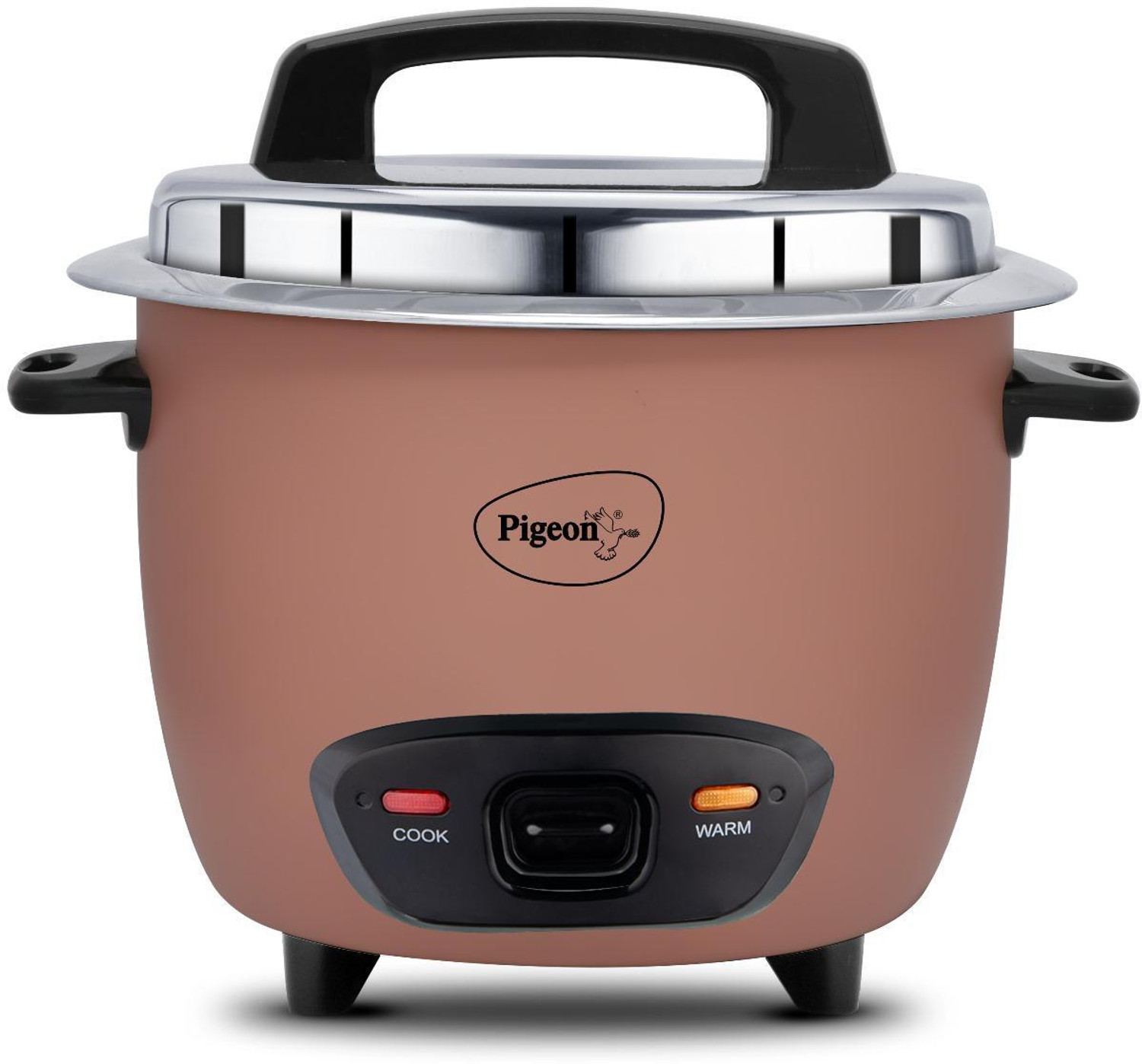 Image of Pigeon Inox Pro 1L | Single Stainless Steel Pot | Automatic | Steamer | Warmer | Small Electric Rice Cooker with Steaming Feature