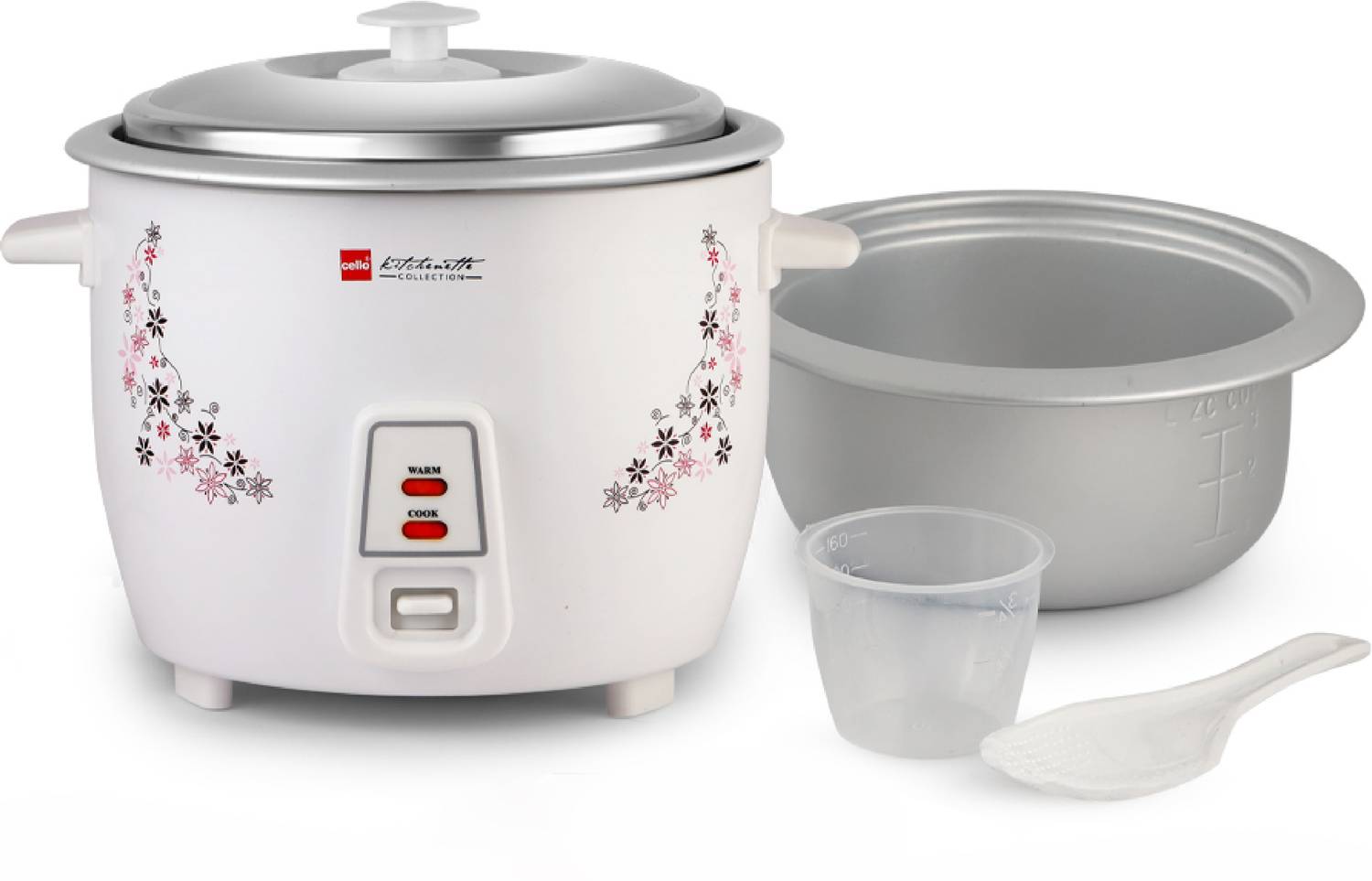 cello Iris Rice Cooker with Single Bowl | Trivet Plate | Electric Rice Cooker with Steaming Feature — Rice & Electric Cookers