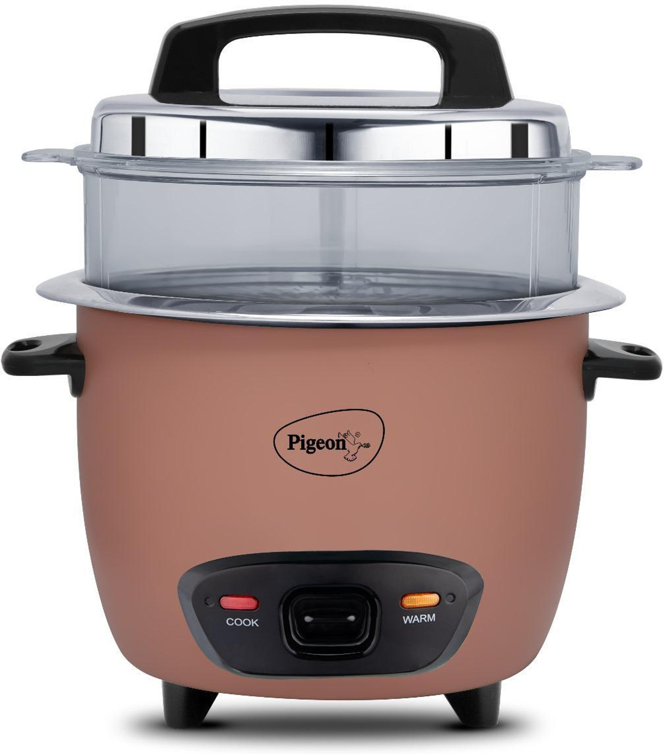 Image of Pigeon Inox Pro 1L | Single Stainless Steel Pot | Automatic | Steamer | Warmer | Small Electric Rice Cooker with Steaming Feature
