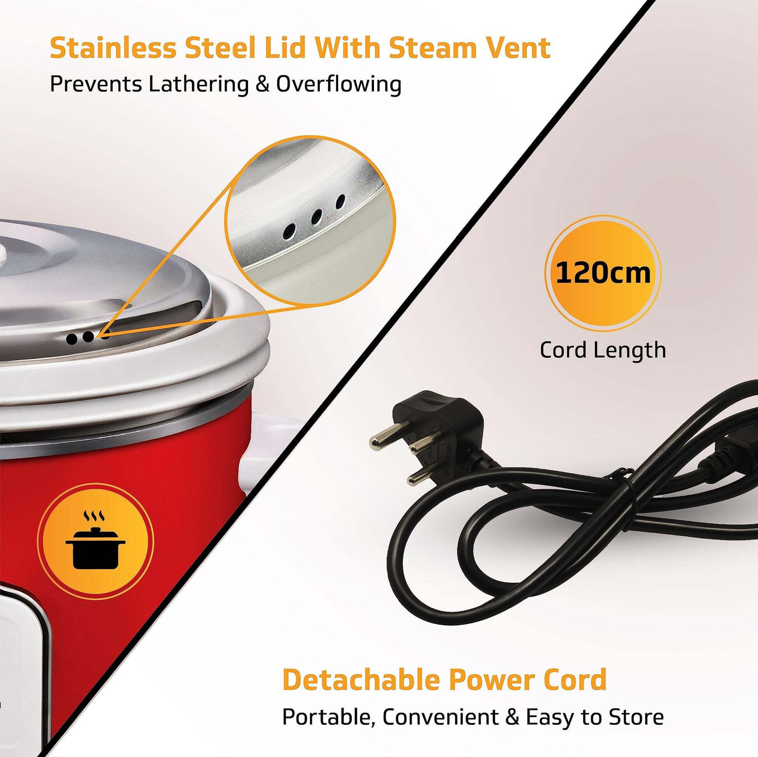 Image of V-Guard VRC2.8(2CB) BIS CERTIFIED| Double layer outer body|5year heating element waranty Electric Rice Cooker