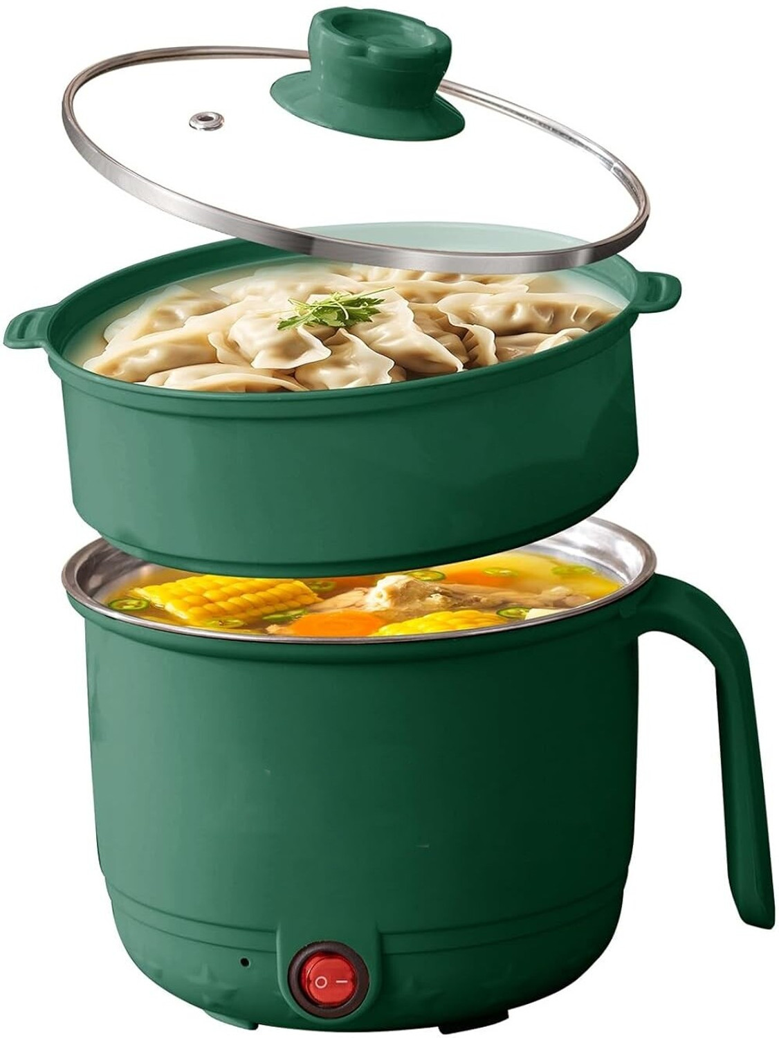 Image of DEALZONE Electric Cooking Pot & Steamer 1.5L Multi Cooker with Concealed Base Electric Pressure Cooker, Food Steamer, Rice Cooker, Travel Cooker