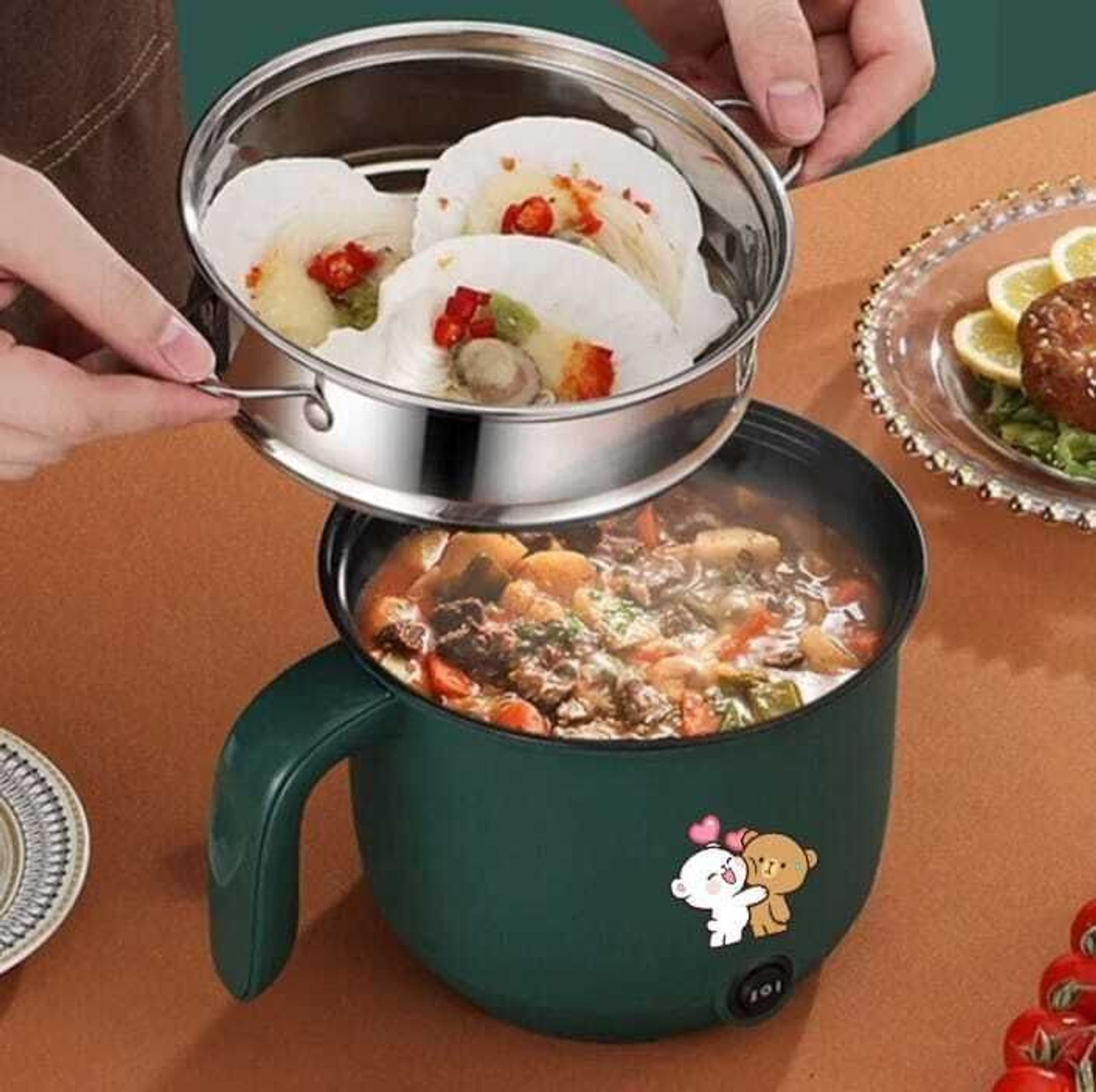 Image of Radhe GREEN 1.5 LTR Rice Cooker, Egg Cooker, Travel Cooker, Egg Boiler