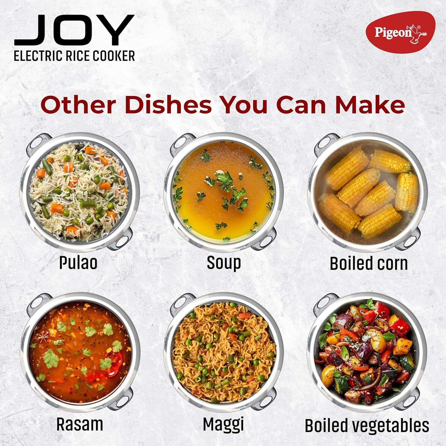 Image of Pigeon Joy Automatic Multi Cooker | Food Warmer | Small Aluminium Double Pan | Mini Electric Rice Cooker with Steaming Feature