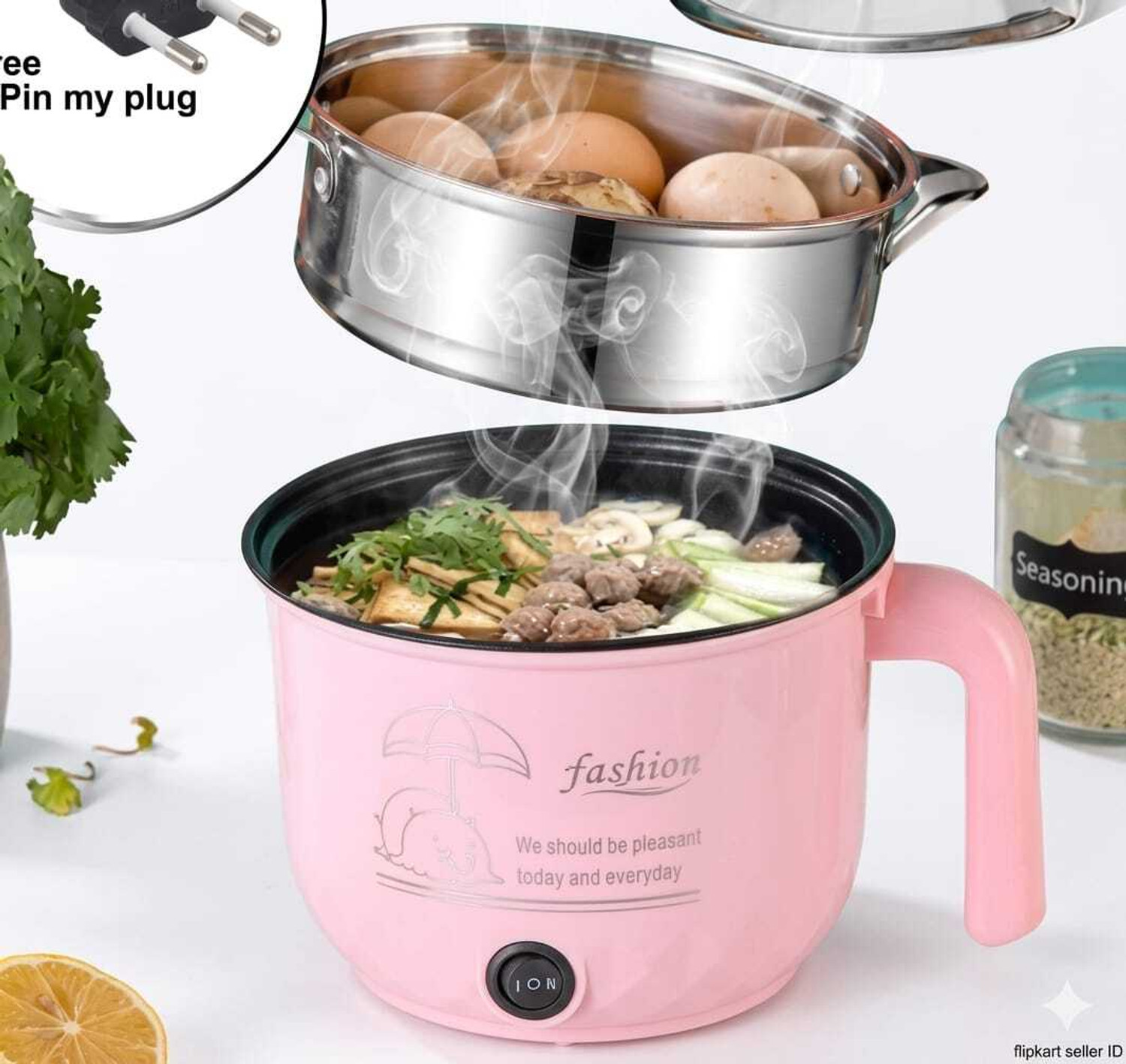 Image of GAMADIYN BAZAAR New Multifunction Electric Cooking for Cooking Frying & Steaming, Noodle Maker Multi Cooker Electric Kettle (1.5 L, Multicolor)